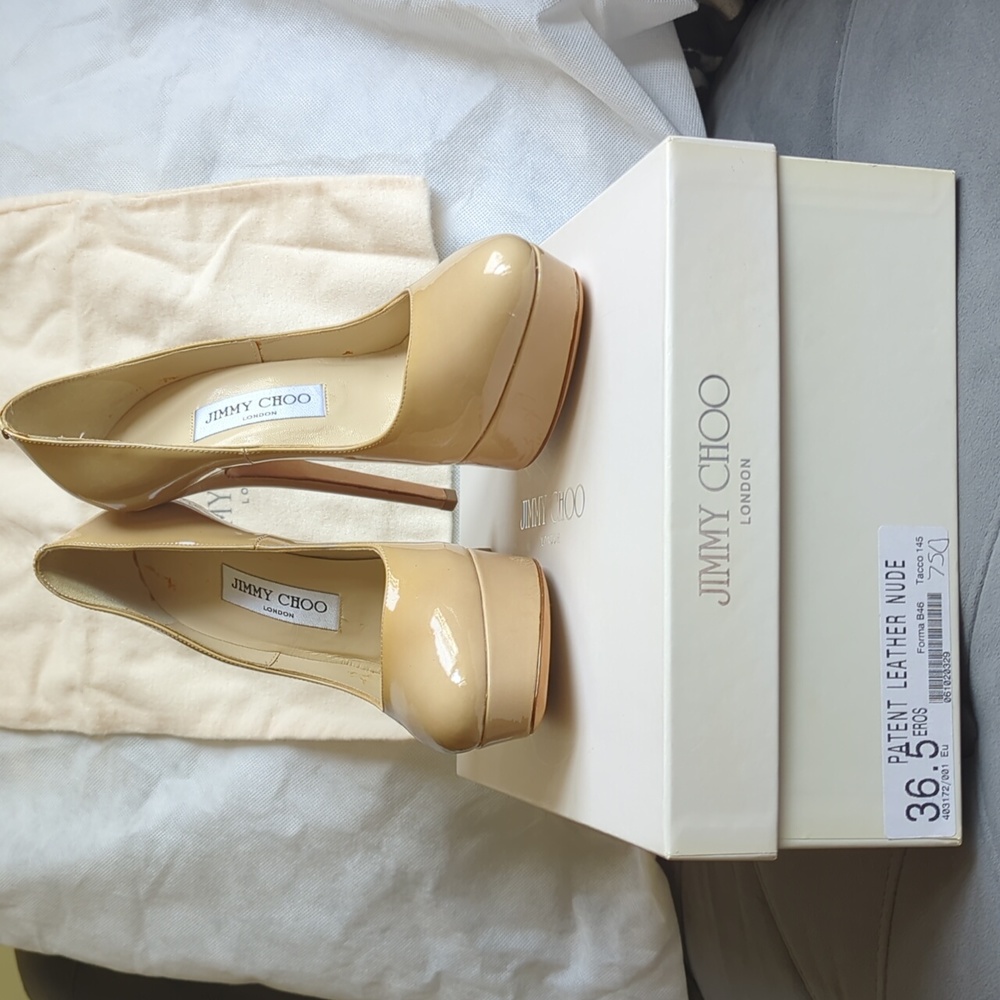 NIB Jimmy Choo Eros Patent leather Nude sz 36.5